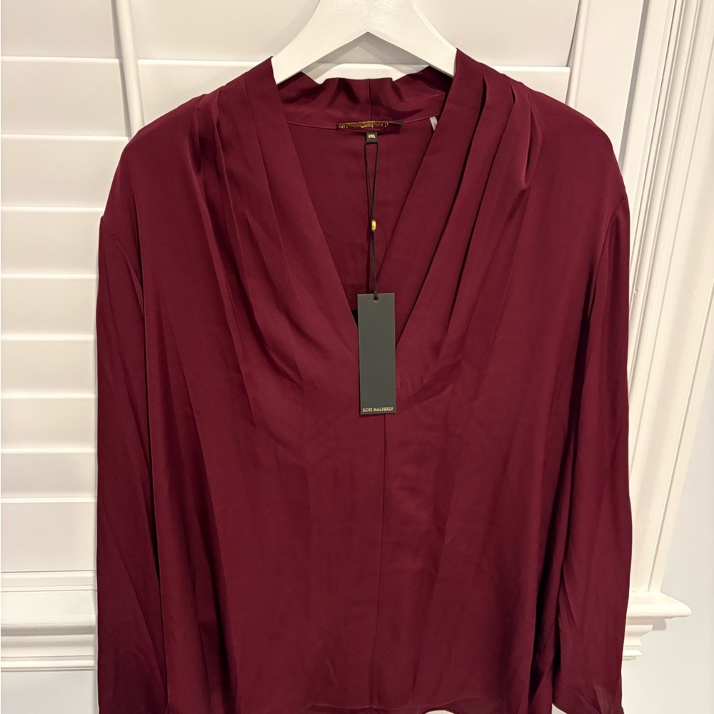 Kobi Halperin Nellie Burgundy Drape Blouse